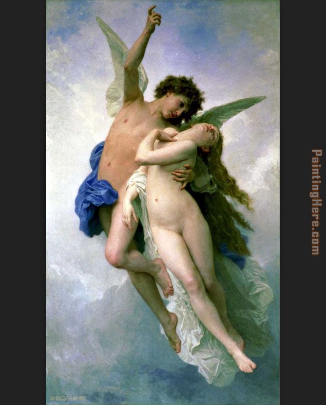 Psyche and Cupid painting - William Bouguereau Psyche and Cupid art painting